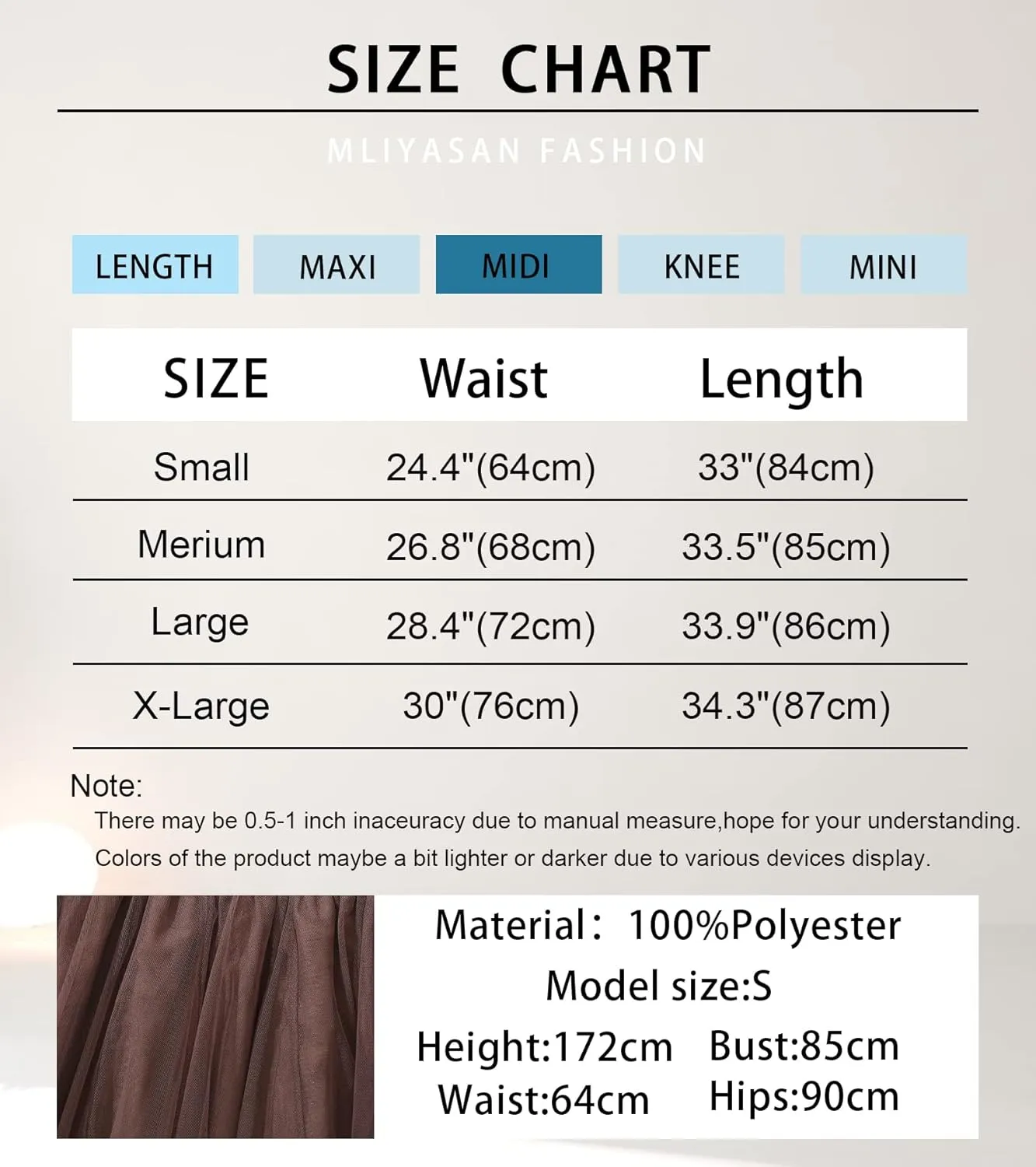 Womens Tulle Skirts Midi Elastic High Waist Pleated Mesh Flowy A-Line Party Long Tutu Skirts
