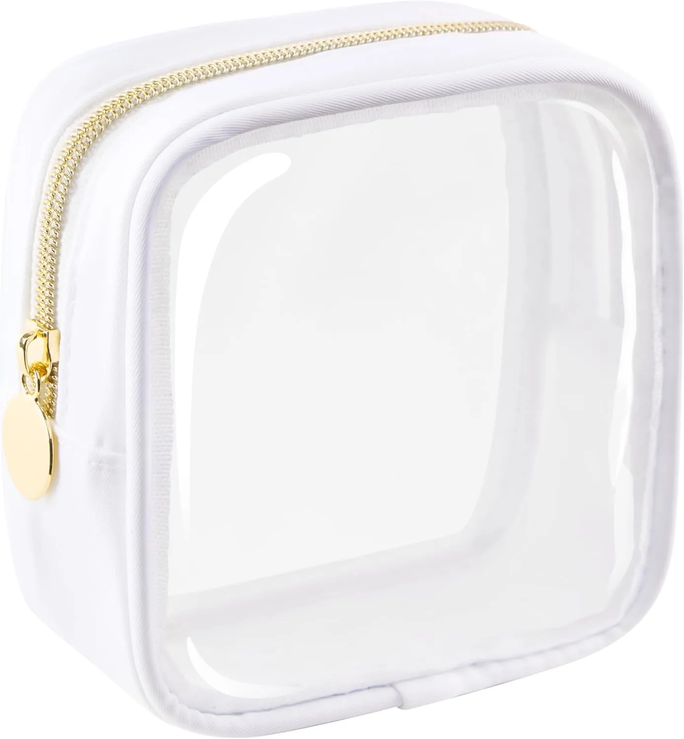 Yarnic Mini Clear Makeup Bag Transparent Toiletry Bags Cute Cosmetic Bag Nylon anD PVC White Makeup Case Organizer Pouch Small Attachable Clear Pocket Toiletry Bags