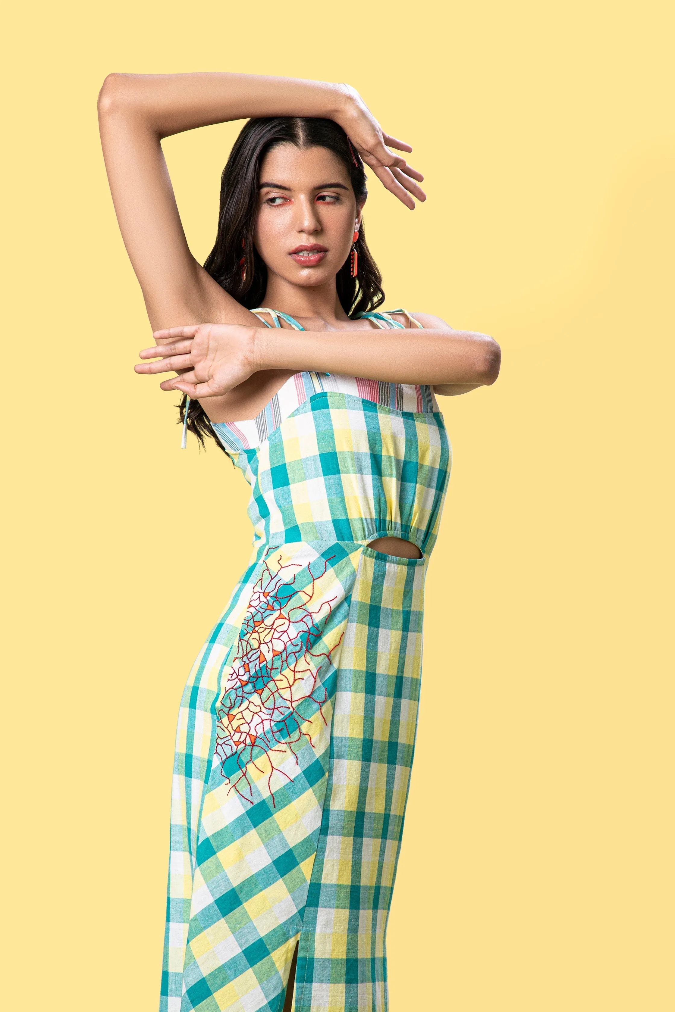 Yellow Sleeveless Midi Dress