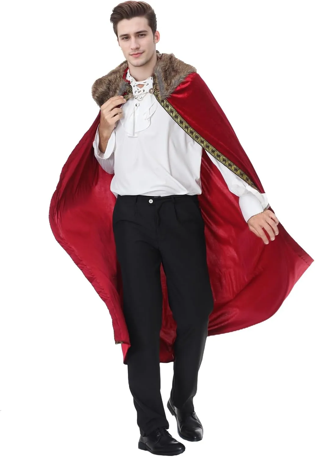 Yolsun King Costume Cape for Men - Adult Medieval Viking Prince Robe Cloak for Halloween Cosplay Party