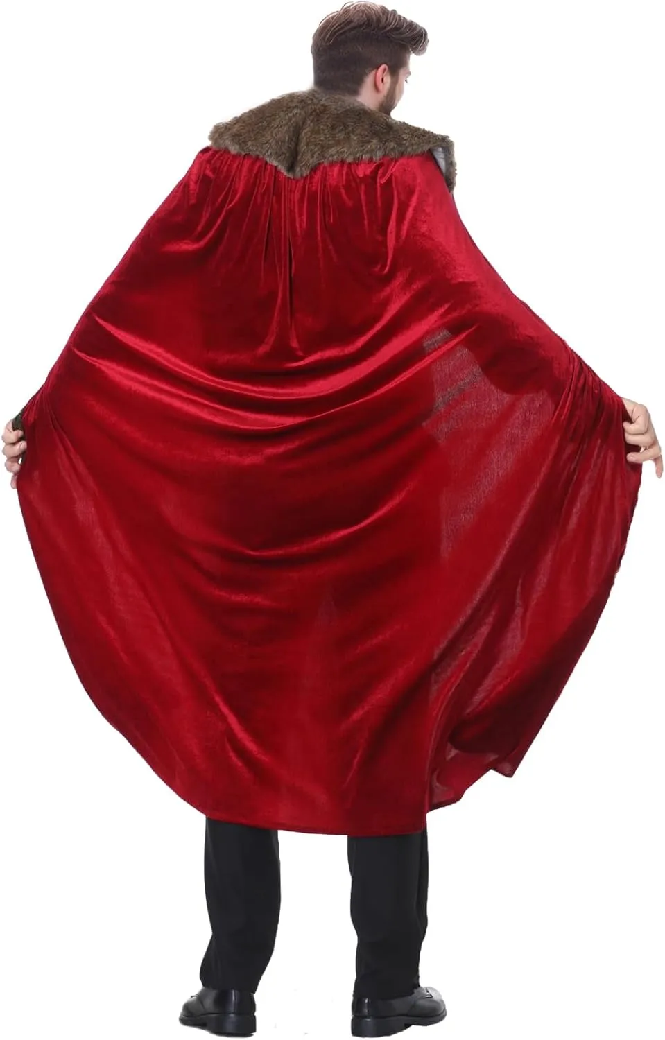 Yolsun King Costume Cape for Men - Adult Medieval Viking Prince Robe Cloak for Halloween Cosplay Party